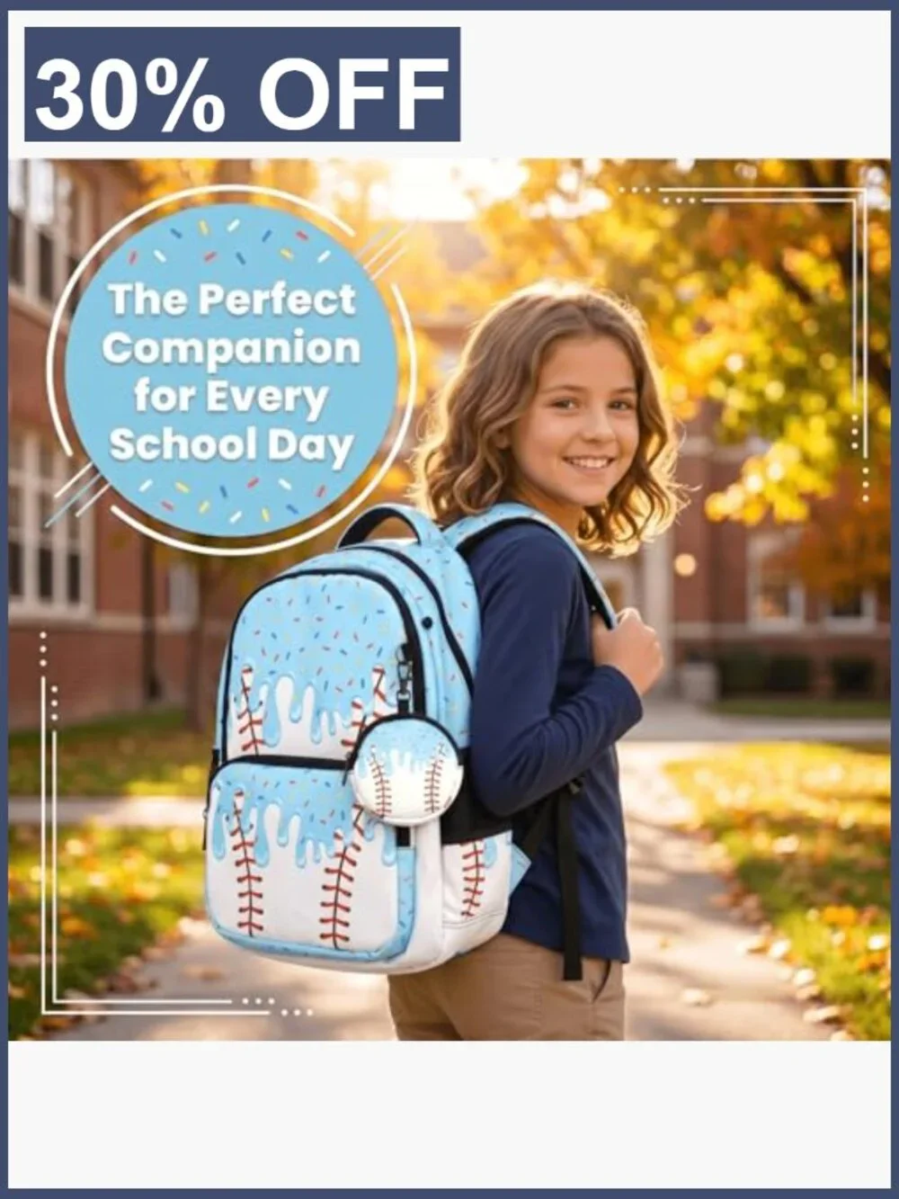 Baseball Backpack Set for Kids Boys 17 inch Bookbag with Coin Purse Elementary